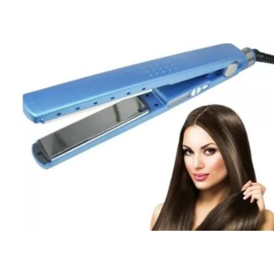 Imagem de Chapinha de cabelo Profissional Titanium azul 110V/220V Modelador De Cachos - NANO