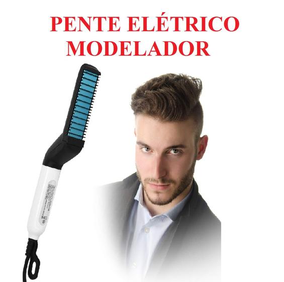 Imagem de Chapinha Escova Quente Alisamento de Barba Cabelo Masculino Pente Bivolt