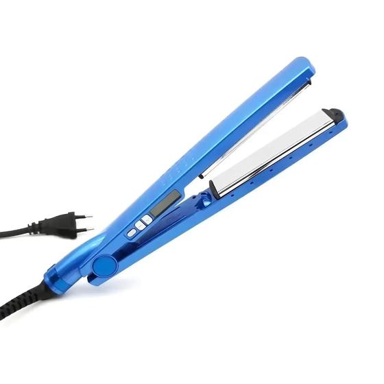 Imagem de Chapinha Titânio Bivolt Azul Prancha Alisadora Modeladora Anti frizz 3 em 1 - 4 Forte Profissional