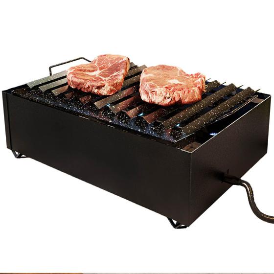 Imagem de Char Broiler a Gás 8 Caulins Fogareiro Grelha Chapa Hambúrguer Grill Aço Carbono