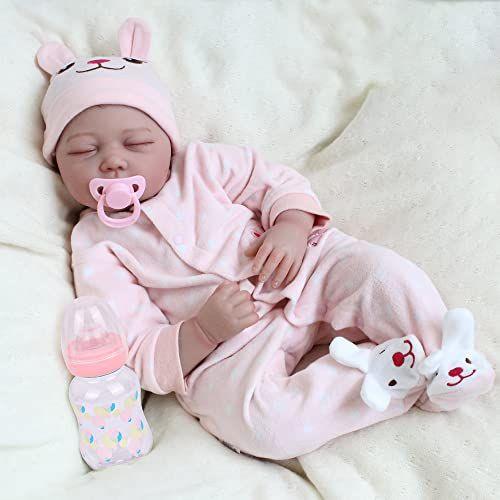 Imagem de CHAREX Reborn Baby Dolls, 22 inch Sleeping Baby Girl Doll Lifelike Newborn Baby Doll Handmade Weighted Soft Body That Look Real for Children Kids Collector Age 3+