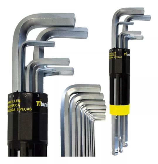 Imagem de Chave allen ab(jg) 9pçs1,5 a 10mm extra longa 08048 titanium