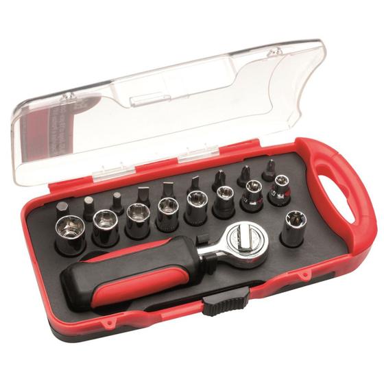 Imagem de Chave Catraca 1/4 com Soquetes e Pontas Bits Kit 19 Peças
