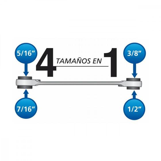 Imagem de Chave com catraca 4 bocas 5/16"x3/8"x7/16"x1/2"