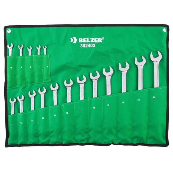 Imagem de Chave combinada jogo 6.0 a 22.0mm 17 peças 302402b - belzer
