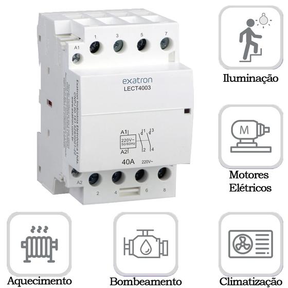 Contator Modular Chave Contator Modular 40a 3na 3 Polos Magnetico 50/60hz 220v Exatron ...