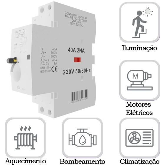 Contator Modular Chave Contator Modular Magnético Bipolar 40a 2na 2 Polos 220v 50/60hz ...