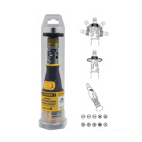 Imagem de Chave De Fenda Catraca Ajustavel Multi-ângulo Com 10 Bits Magnéticas CRV Multifuncional 3103  BOMDER