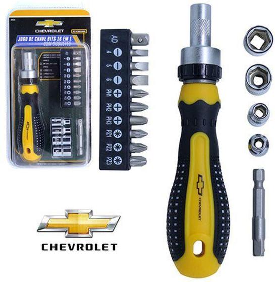 Imagem de Chave de Fenda com 9 Bits com 4 Canhao Soquete e 2 Adaptador na Cartela - Chevrolet/Western
