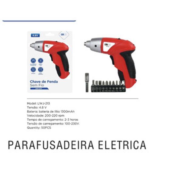 Imagem de Chave De Fenda Parafusadeira Sem Fio 4.8v Elétrica Bivolt LUATEK