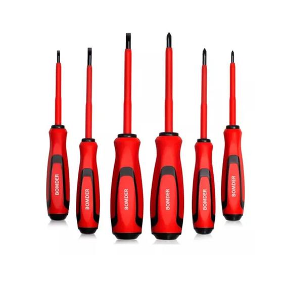 Imagem de Chave de Fenda Philips Isolada Eletricista 6 Peças Imantada