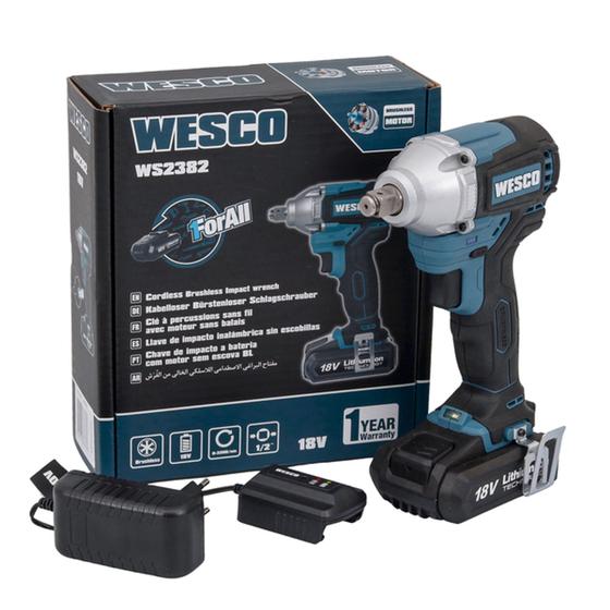 Chave De Impacto 1/2 A Bateria 18v BRUSHLESS Ws2382 - Wesco 1 Bateria Menor preço em Chave De Impacto 1/2 A Bateria 18v BRUSHLESS Ws2382 - Wesco 1 Bateria