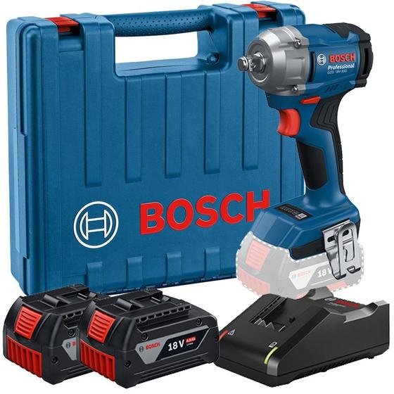 Imagem de Chave de impacto a bateria 18V 4Ah encaixe 1/2" Brushless com 2 baterias - GDS 18V-350 - Bosch
