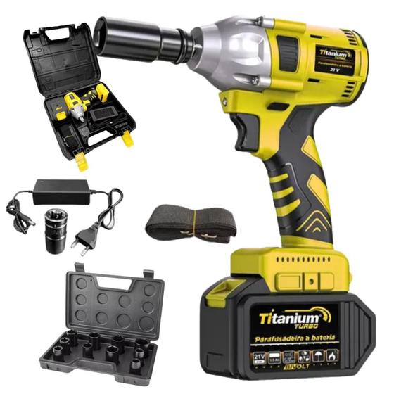 Imagem de Chave De Impacto A Bateria Titanium 21v Bivolt + Jogo de Soquete