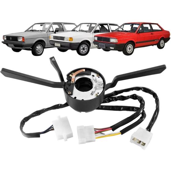 Imagem de Chave de Seta Volkswagen Voyage Parati Gol 1984 a 1987 com Farol Baixo e Alto Lampejo Pisca Alerta Limpador de 2 Velocidades Retorno Automático Ospina 42064 Original 305.953.505.7-05