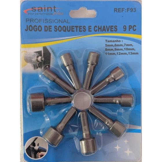 Imagem de chave de soquete aço com 9 pç f-93