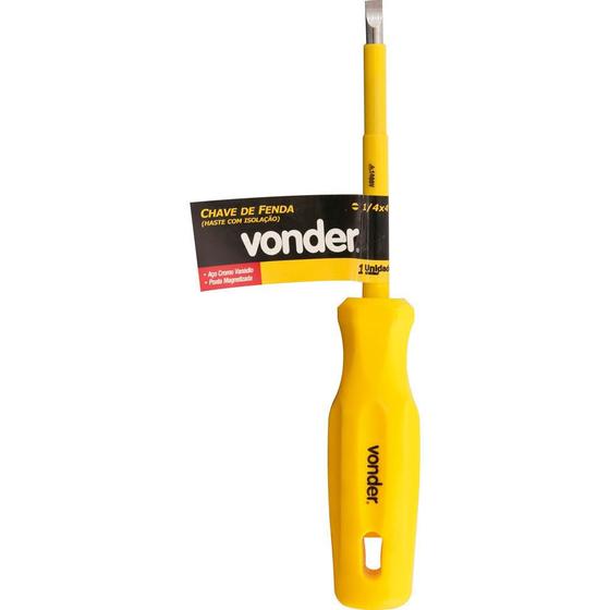 Imagem de Chave fenda 1/8x4" cromo vanádio haste isolada 1000v - Vonder