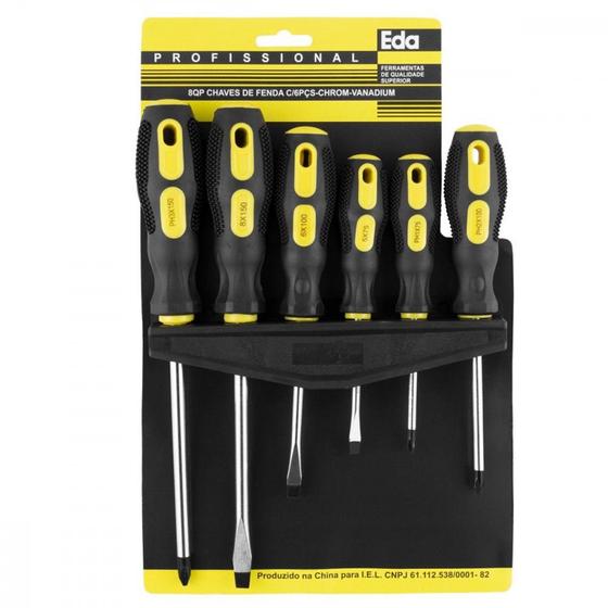 Imagem de Chave Fenda/Phillips Eda Jogo Com 6 Pecas Cromo Vanadium Com Suporte - 8Qp
