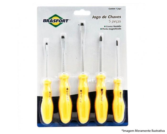 Imagem de Chave Fenda/Phillips Jogo 5Pcs Cr Vanadium Blister