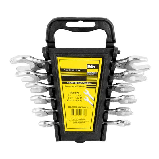 Imagem de Chave Fixa Com 6 Peças 6 A 17 mm Profissional Com Bandeja Para Transporte Eda
