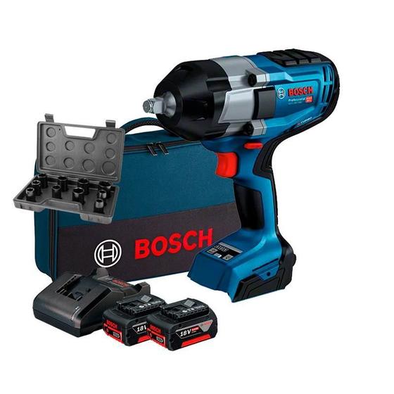 Imagem de Chave Impacto 1/2 Bateria 18V Bosch Gds18V-1000Sb + Kit 2