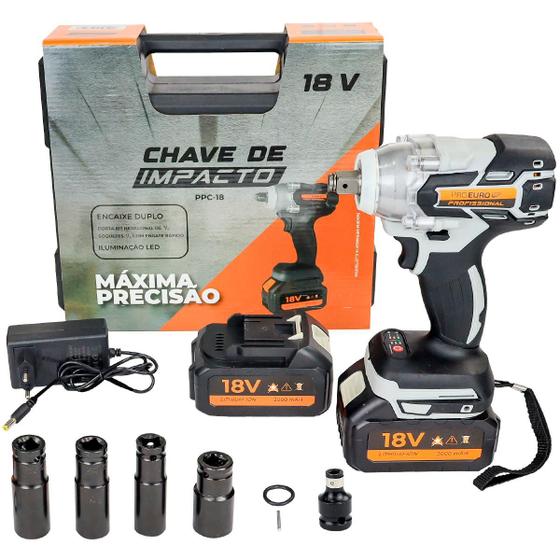 Imagem de Chave Impacto Brushless 18v Maleta 2 Baterias 4 Soquetes - Pró Euro