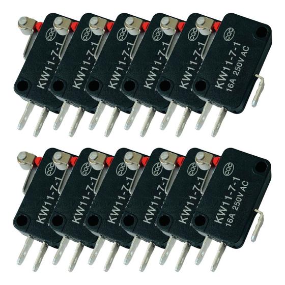 Imagem de Chave Micro Switch Haste Com Roldana Curta KW11-7-1 16A Kit - 10 Peças