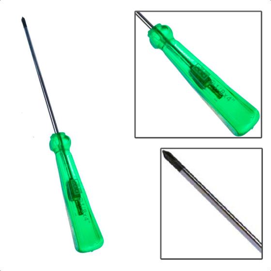 Imagem de Chave Philips Transparente Cabo Verde 1/8 X 4 Imantada
