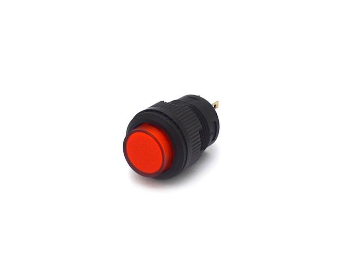 Imagem de Chave Push-Button com 4 Terminais e com Trava e Led Vermelho 3A/250Vac Liga/Desliga - R16-503AD