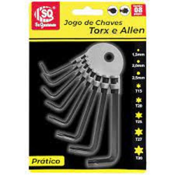 Imagem de CHAVE TORX E ALLEN 08PC (Tamanho. T5/T20/T25/T27/T30/1.5/2/2.5)