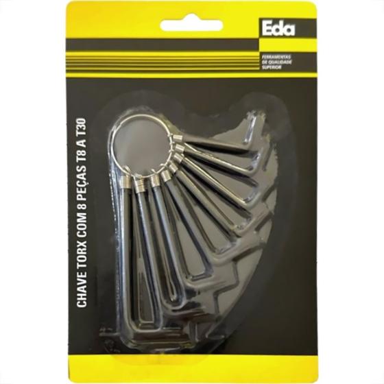 Imagem de Chave Torx Eda Com 8 Pecas Argola T8 A T30 - 6Oc