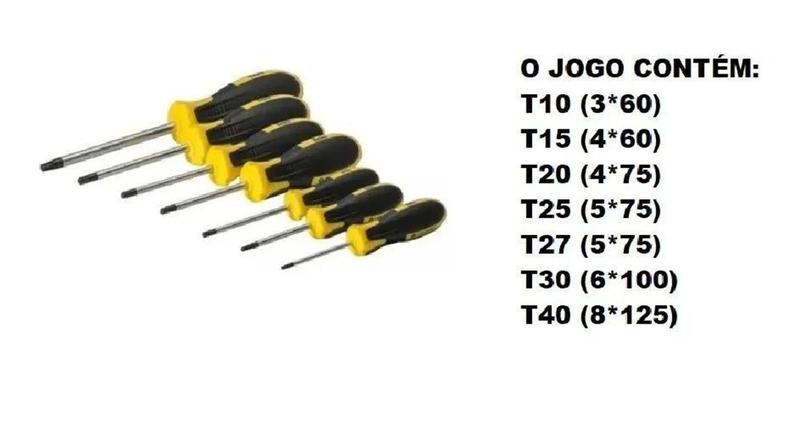 Imagem de Chave torx reforcada eda jogo com 7 peças 9th