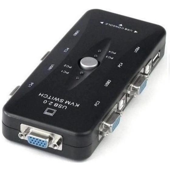 Imagem de Chaveador Kvm Switch 4x1 USB Vga 4 Portas 4 Pcs/Cpu Na Mesma Estação