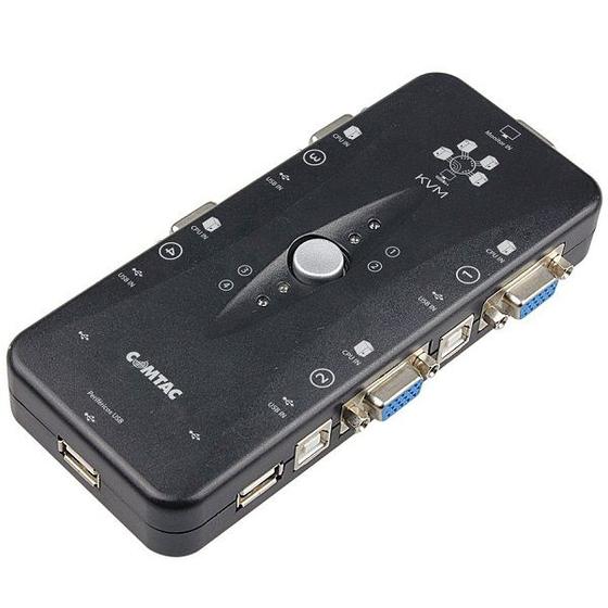 Imagem de Chaveador KVM USB VGA SWITCH para 4 Computadores Comtac 9391