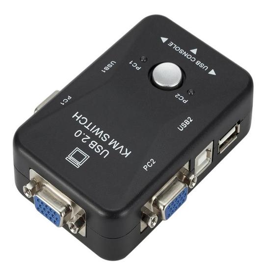 Chaveador Switch Kvm 2 Portas Vga + 2 Usb Monitor Mouse Menor preço em Chaveador Switch Kvm 2 Portas Vga + 2 Usb Monitor Mouse