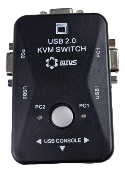 Imagem de Chaveador Switch Kvm Monitor 2 Portas Vga + 2 Usb Mouse Cpu
