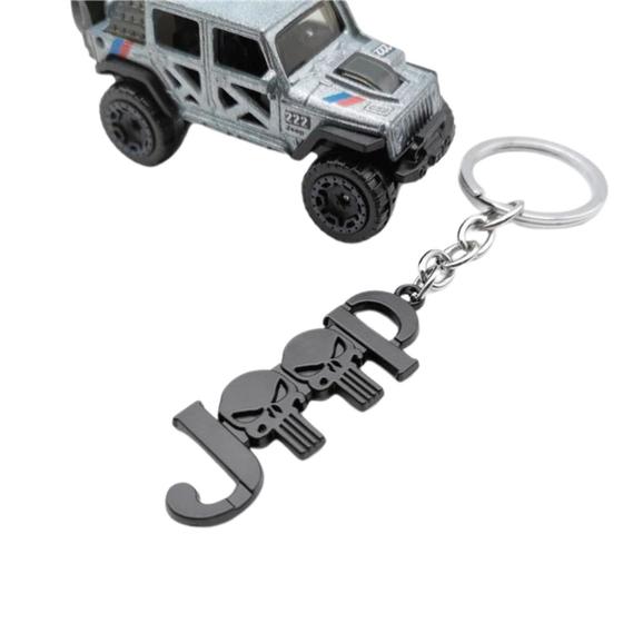 Imagem de Chaveiro automotivo em metal tema Jeep caveira 2cm x 1cm