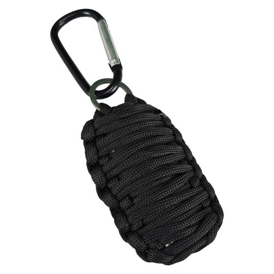 Imagem de Chaveiro Camping Sobrevivência Com Paracord Mosquetão Preto