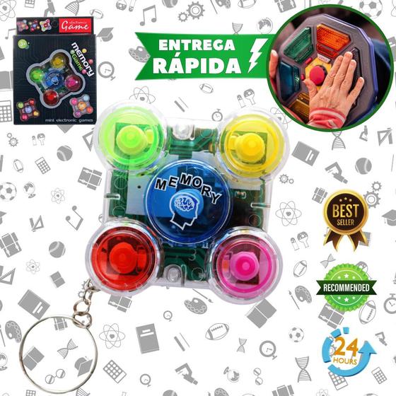 Imagem de Chaveiro com jogo da memória mini game pilha inclusas diversão das crinças desenvolvimento memoria Infantil hooby pendurar chaves e bolsa
