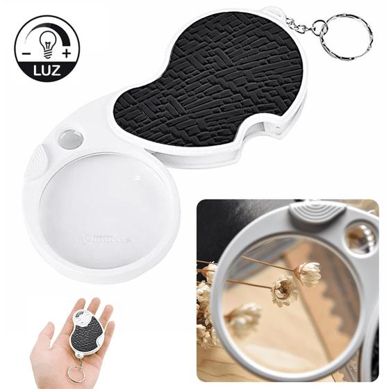 Imagem de Chaveiro Com Lupa Retrátil Bifocal Com Luz LED Ampliação Resistente 8x - 6901A15
