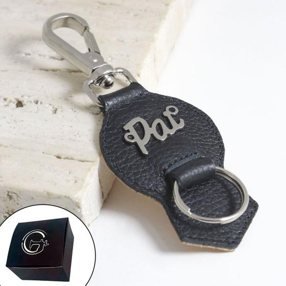 Chaveiro de Couro Preto Pai Fecho Premium - GRANADO ACESSÓRIOS Imagem de Chaveiro de Couro Preto Pai Fecho Premium