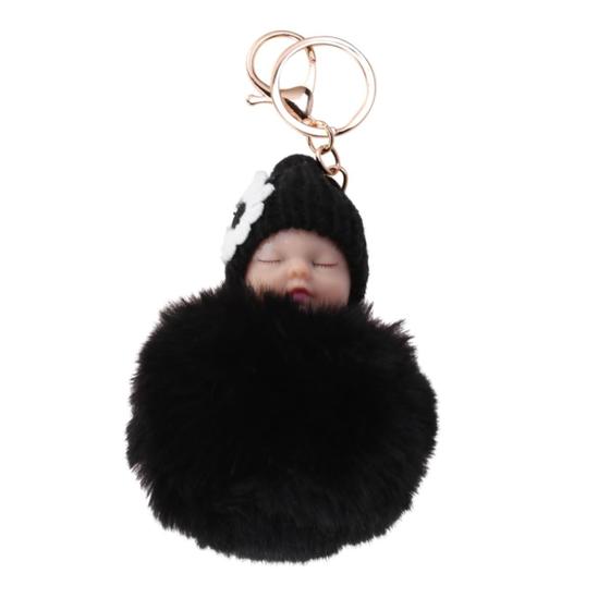 Imagem de Chaveiro FELTECHELECTR Fluffy Black Sleeping Baby Doll