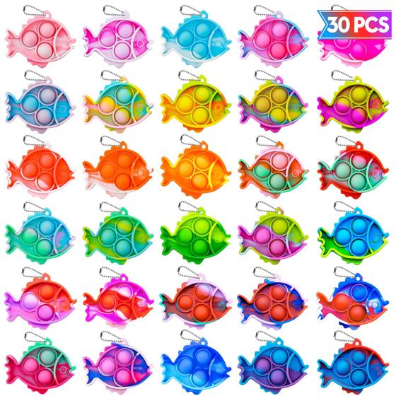 Imagem de Chaveiro Fidget Toy Genuvi Pop Fish - Pacote com 30 Unidades para Crianças