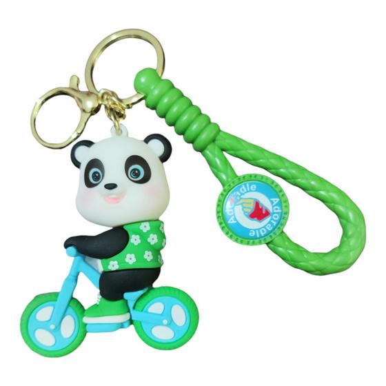 Imagem de Chaveiro Fofinho Panda Bike Emborrachado Realista 3D G 61