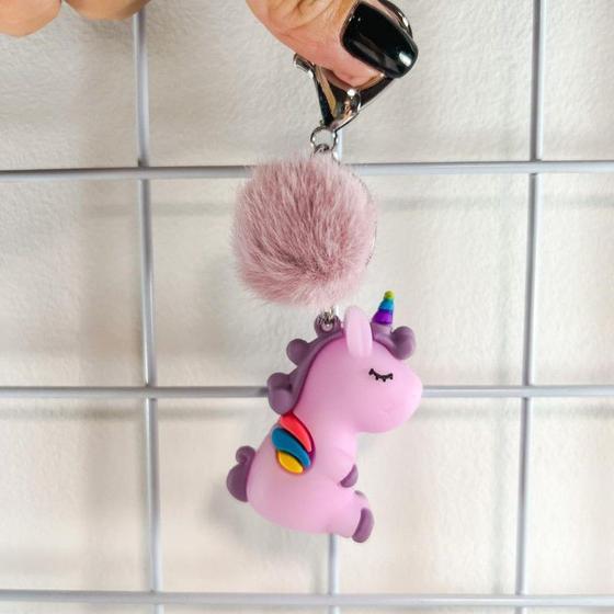 Imagem de Chaveiro fofo Unicórnio com Pompom e Mosquetão