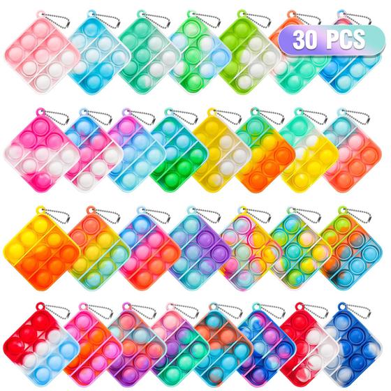 Imagem de Chaveiro Mini Pop It Fidget Toy - Pacote com 30 Peças para Crianças