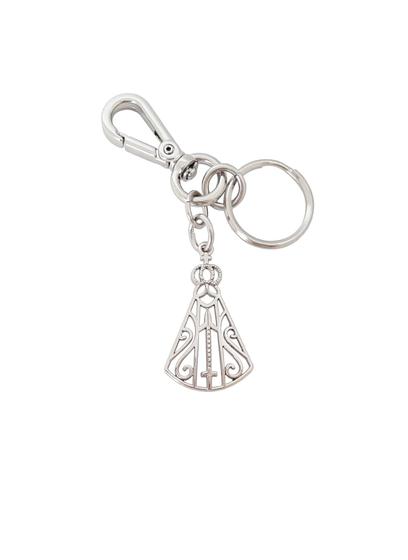 Imagem de Chaveiro Nossa Senhora Aparecida Prateado com Fecho