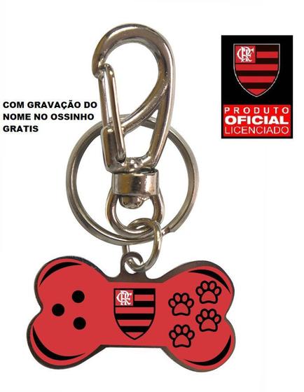 Imagem de Chaveiro Oficial com Mosquetão Ossinho + Gravação Flamengo