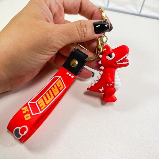 Imagem de Chaveiro Pingente Dinossauro com Faixa de mão e Mosquetão