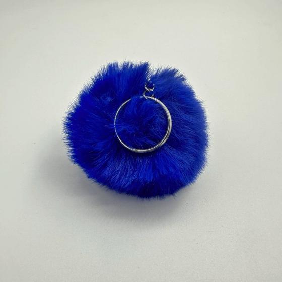 Imagem de Chaveiro Pompom Pelúcia Azul Royal 70 mm (3 Un)